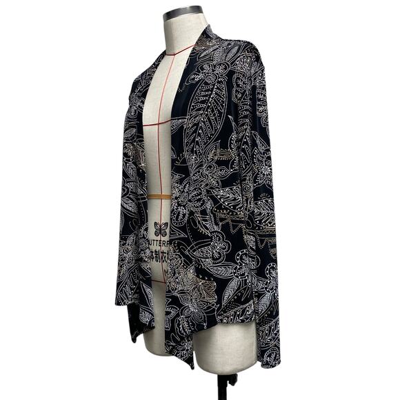 Coldwater Creek Womens Size L Floral Print Slinky Draped Open Front Cardigan25 - Picture 3 of 6